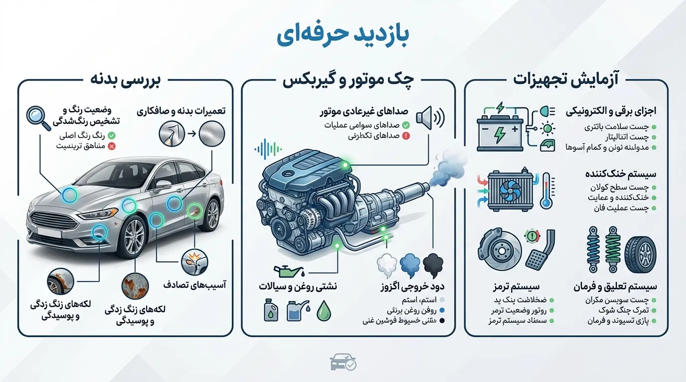 آزمایش تجهیزات: برق، سیستم خنککننده، ترمز، تعلیق