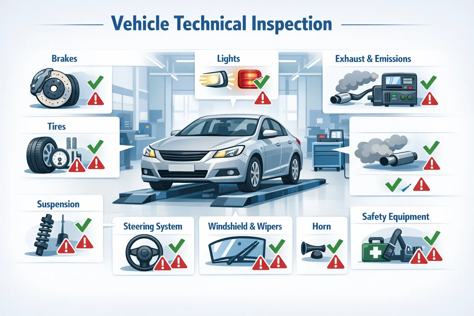 مراحل انجام معاینه فنی خودرو