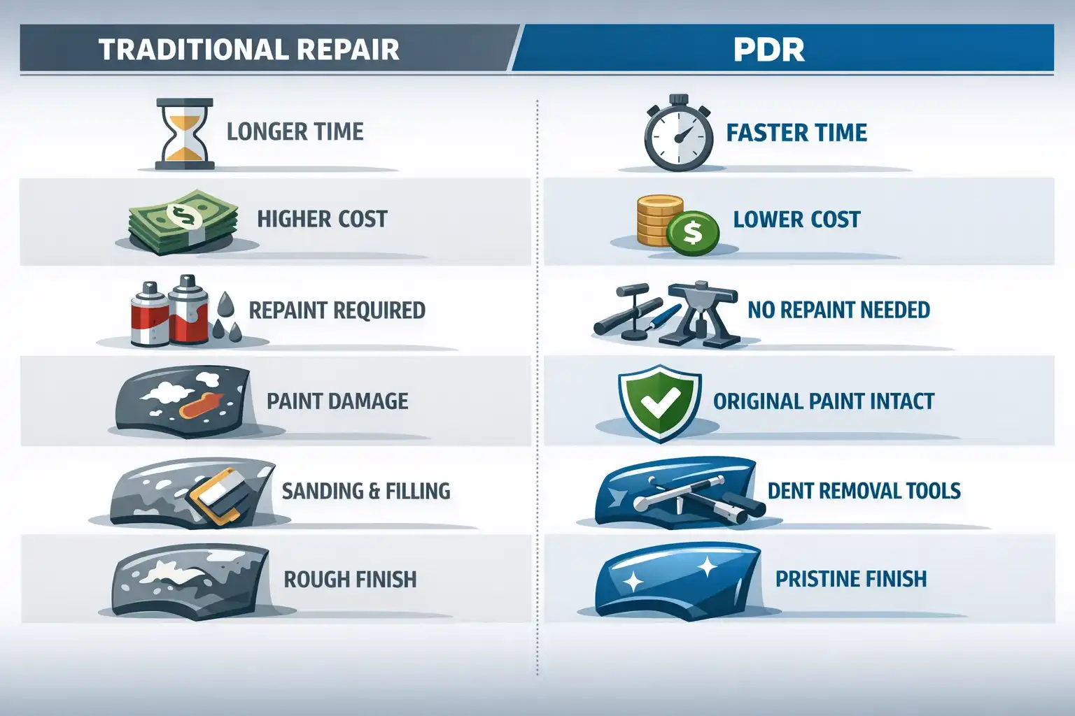 مقایسه جامع  vs PDR صافکاری سنتی